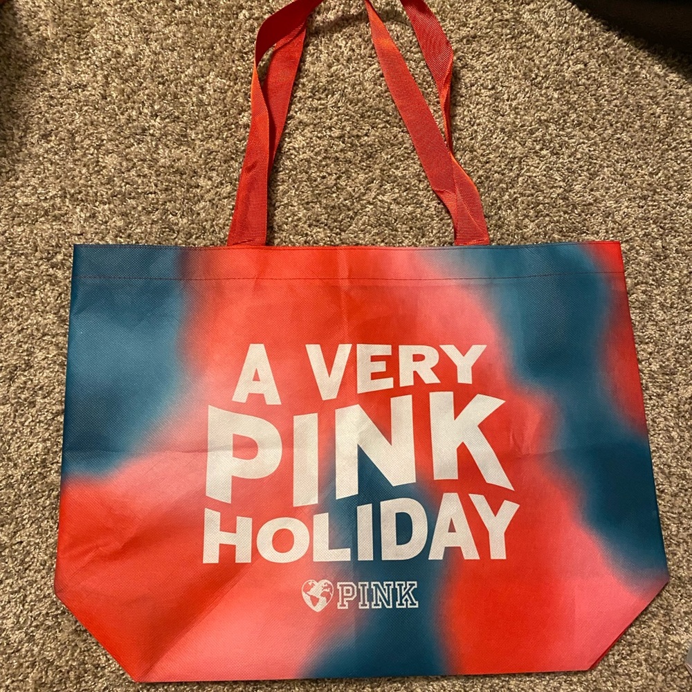 Pink Victoria’s Secret reusable holiday tote bag